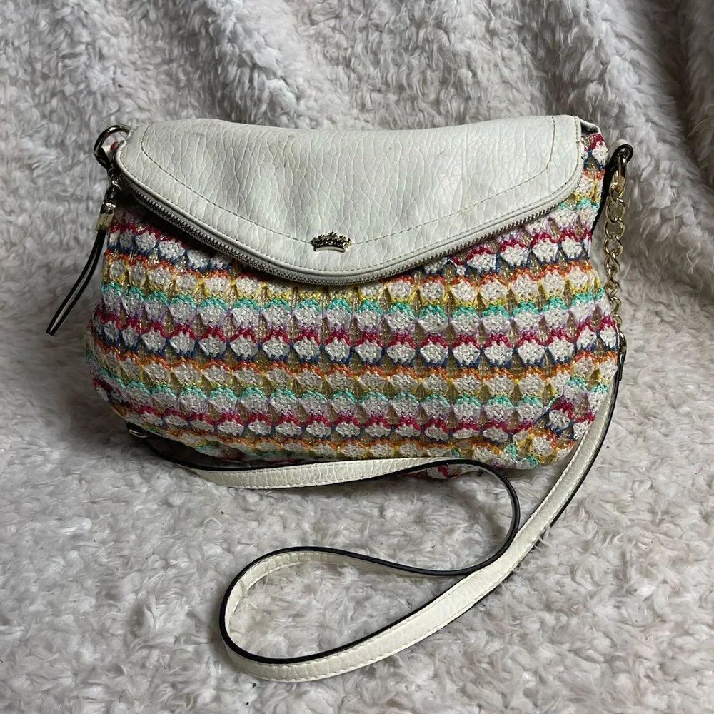 Juicy Couture woven straw multi pastel color medium crossbody bag